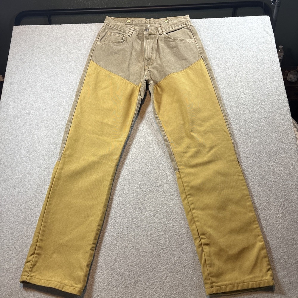 VTG Wrangler Pro Gear Brush Guard Men's Jeans Sz 34x34 Brown Yellow Cowboy
